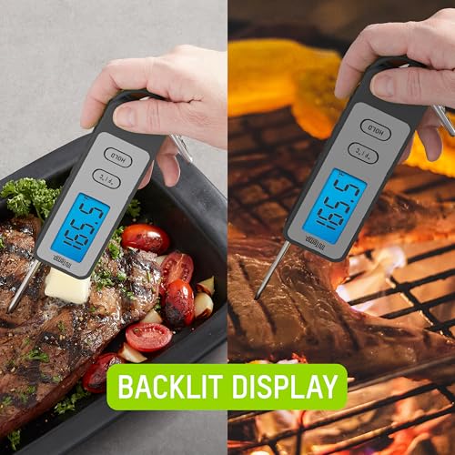 Image of Taylor TruTemp Compact Digital Folding Meat Thermometer with Carabiner Clip for Grilling, BBQ, Kitchen & Food, Gadget Essential, Gift for Dad, Him, Men, Gray