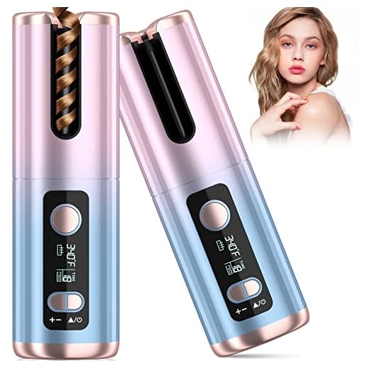 Automatic Curling Iron, Cordless Automatic Hair Curler with 6 Temps & Timers, Rechargeable Hair Curler with Ceramic Ionic Barrel, Detangle & Scald-Free Curler, Auto Shut-Off