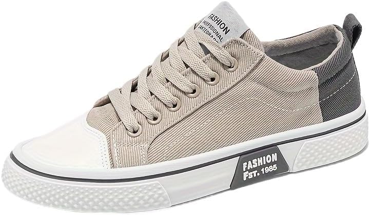 Men's Casual Canvas Skate Sneakers - Classic Streetwear Low-Top Design, Round Toe, Perfect for Spring & Autumn