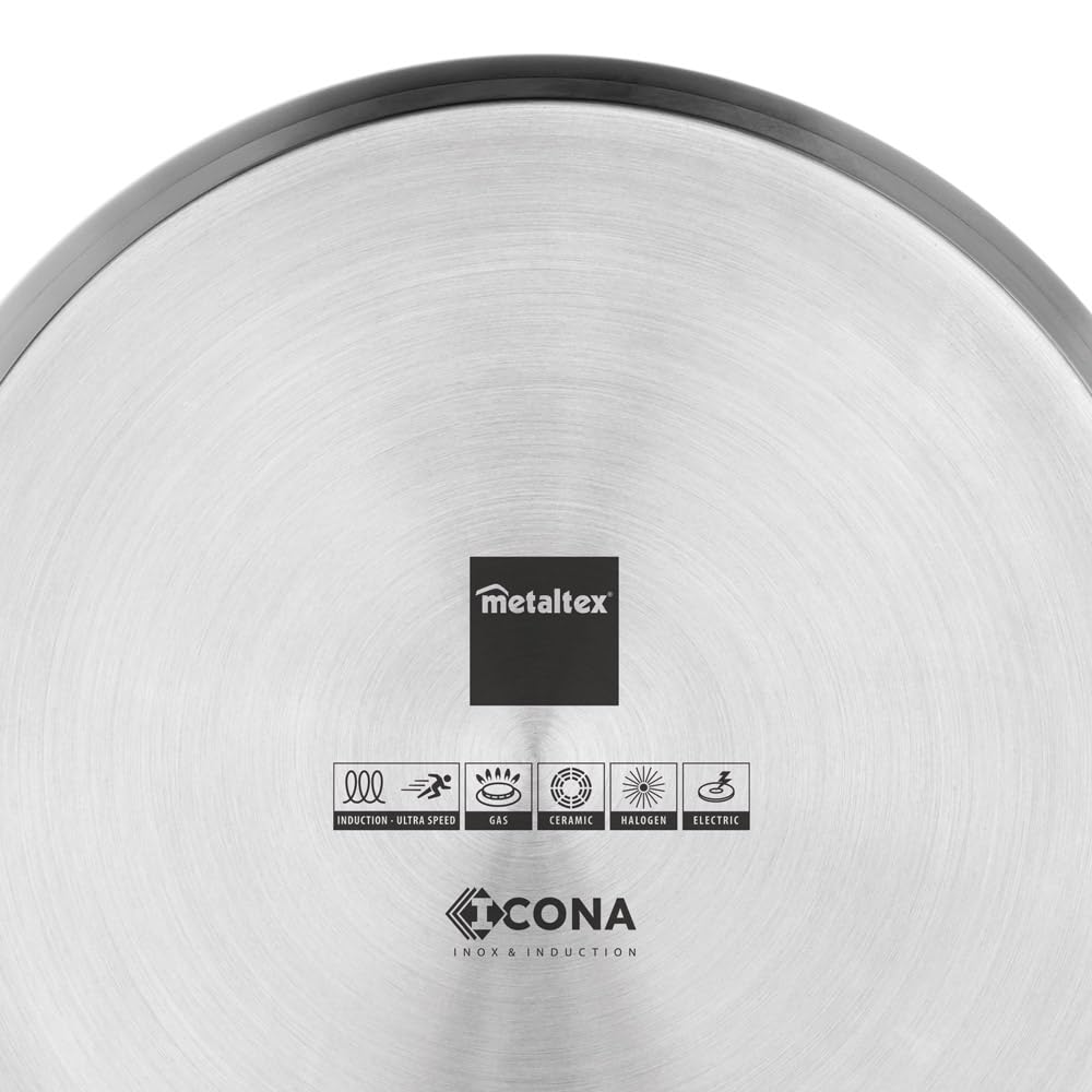 Metaltex ICONA - Niedriger Kochtopf, Edelstahl, 32 cm, 10 l