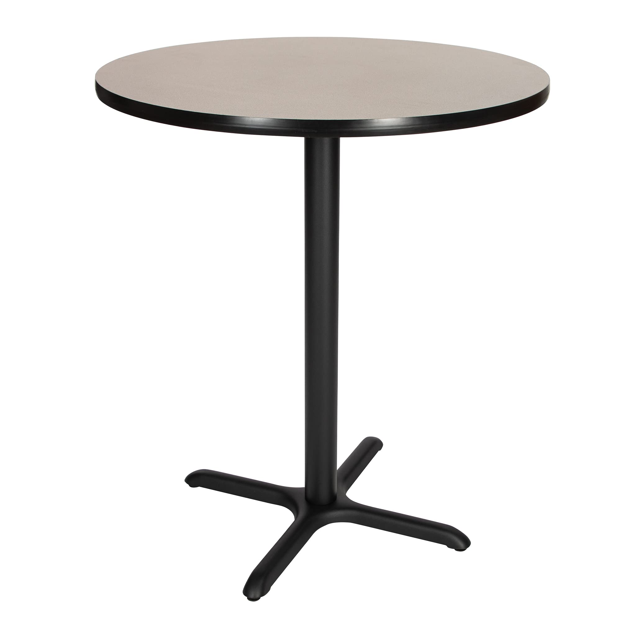 OEF Furnishings Café Table – X Base, 42” Height, 36” Round Top, Grey Nebula/Black Frame – Heavy-Duty Bistro Table, High-Pressure Laminate, 300 lb Capacity, Non-Marring Glides for Cafeterias & Offices