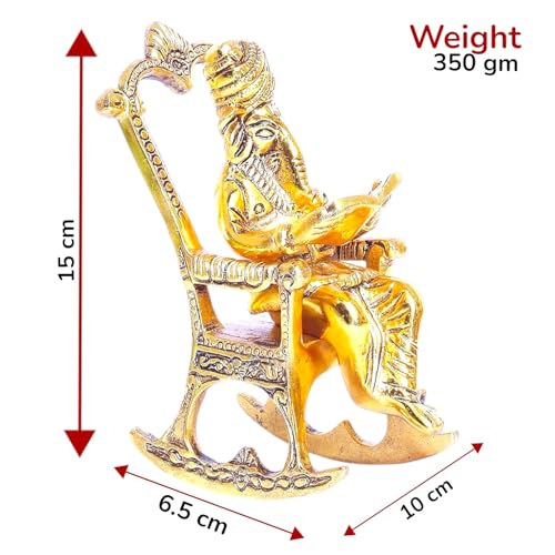 Image of KridayKraft Metal Chair Ganesh ganpati Idol with Reading Ramayan Home Decoration and Gifts for Your Love Once