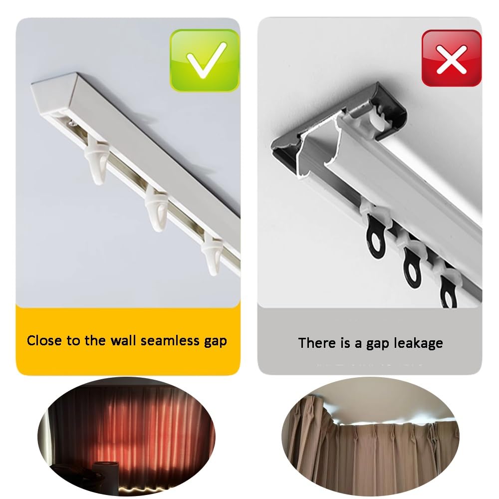 Montowany na suficie system szyn do zasłon aluminiowych do łazienki i salonu, ukryty design, do zasłon i przegródek, 200 cm, eleganckie złote wykończenie