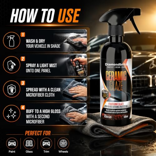 Image of Diamondbrite Ceramic Coating for Cars | Ceramic + Hydrophobic Finish | Advanced UV Protection | Extreme Gloss | Easy DIY Application | for Cars & Bikes,Multicolor | 200ML