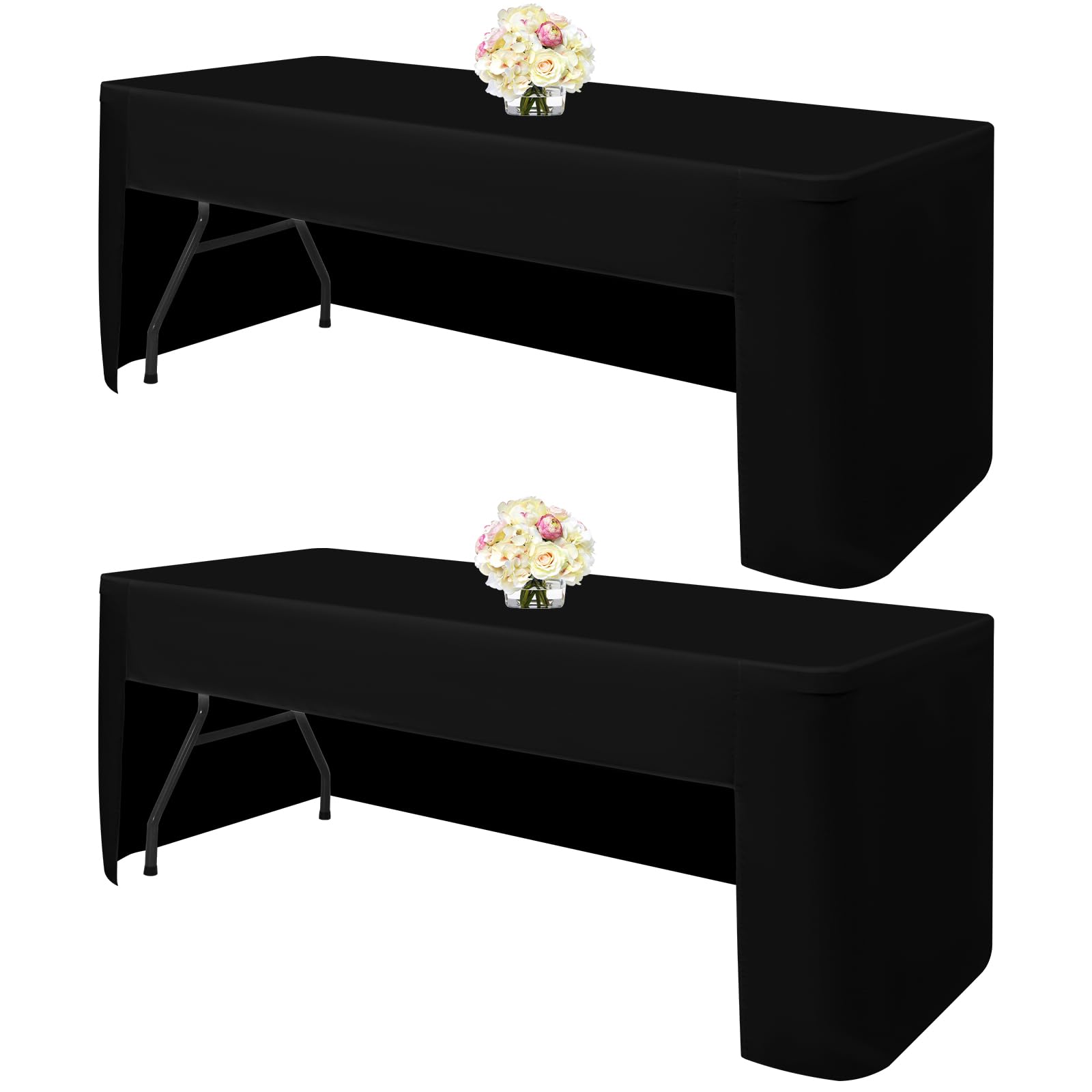Nappe ajustée noire pour table rectangulaire banquet et mariage