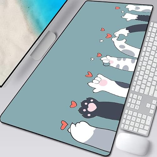 YuZiJiang Duża podkładka pod mysz anime różowa urocza łapa kota akcesoria do gier kawaii biuro klawiatura komputerowa podkładka pod mysz XXL PC gracz laptop biurko mata