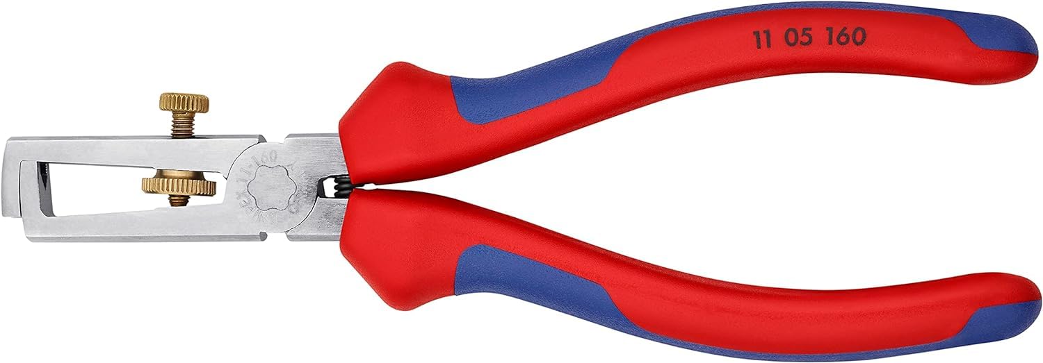 KNIPEX Alicate pelacables Con muelle de apertura universal con cartulinas autoservicio cromado con mangos multicomponente 160 mm, 11 05 160 SB