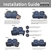 Easy-Going Loveseat Recliner Cover with Console, Reversible Couch Cover for Living Room, Split Sofa Cover for Each Seat with Elastic Straps for Kids, Dogs, Pets(2 Seater, Dark Blue/Light Blue)