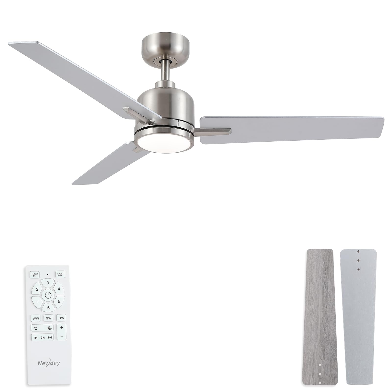 Amazon.com: Newday 48 Inch Brushed Nickel Ceiling Fan with Light
