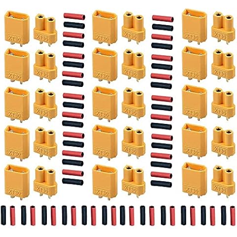 Lrtzizy XT30 15 Pairs Male Female Battery Connector XT30U Male Female Connector Round Plug Socket with Heat Shrink Tube Cover