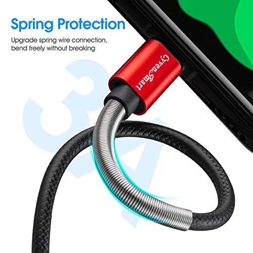 Image of CyvenSmart USB Type C Cable 6ft, [2 Pack] USB A 2.0 to USB-C Fast Charger Durable TPE Cord Compatible with Samsung Galaxy A10 /A20 /A51 /S10 /S9 /S8 Plus /Note 9 /8,LG V50 V40 G8 G7 Thinq-Red