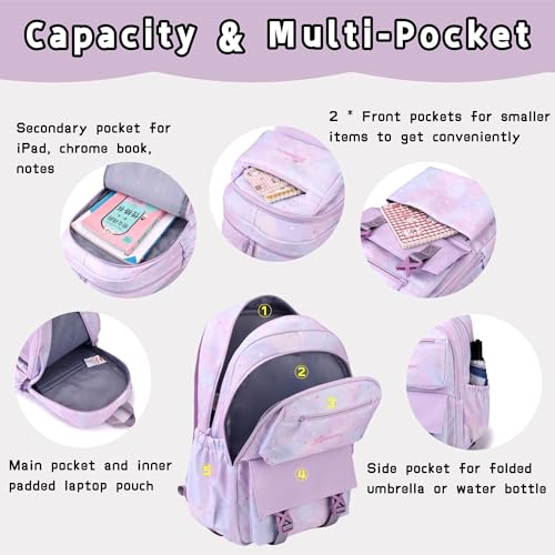 Gradient-Star Girls Rolling Backpacks for School, Capacity School Bags Bookbags for Teens Girls with 6 Wheels4