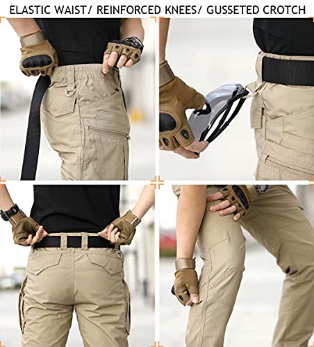 Navekull Men's Work Cargo Pants For Men Rip Stop Tactical Pants Outdoor Hiking Camping Travel Pants Lightweight Water Resistant Waterproof Military Army Combat Trousers With Side Zipper Pockets Khaki #TOP5
