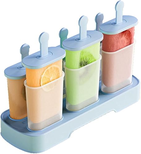 Juego de 6 moldes para paletas de hielo, sin BPA, moldes para paletas de hielo de fácil liberación, moldes para helados caseros (azul)