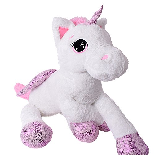 TE-Trend XXL Einhorn Kuscheltier 130cm weiß - Regenbogen Schweif und Glitzerhorn, EIN ideales Riesen Plüschtier für liebevolle Momente – Bild 6