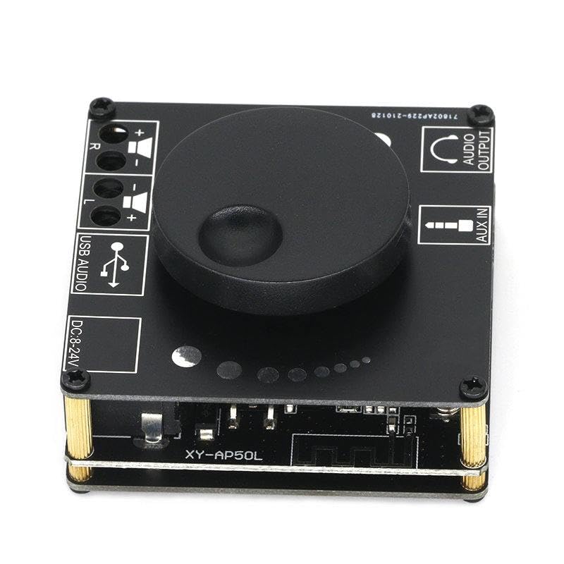 Top view of XY-AP50L showing volume knob and input ports