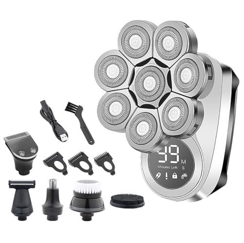 Head Shaver for Men, 6 in 1 Electric Razor Men Grooming Kit Wet Dry Electric Shaver LCD Display Beard Hair Trimmer Rechargeable Bald Head Shaving Machine