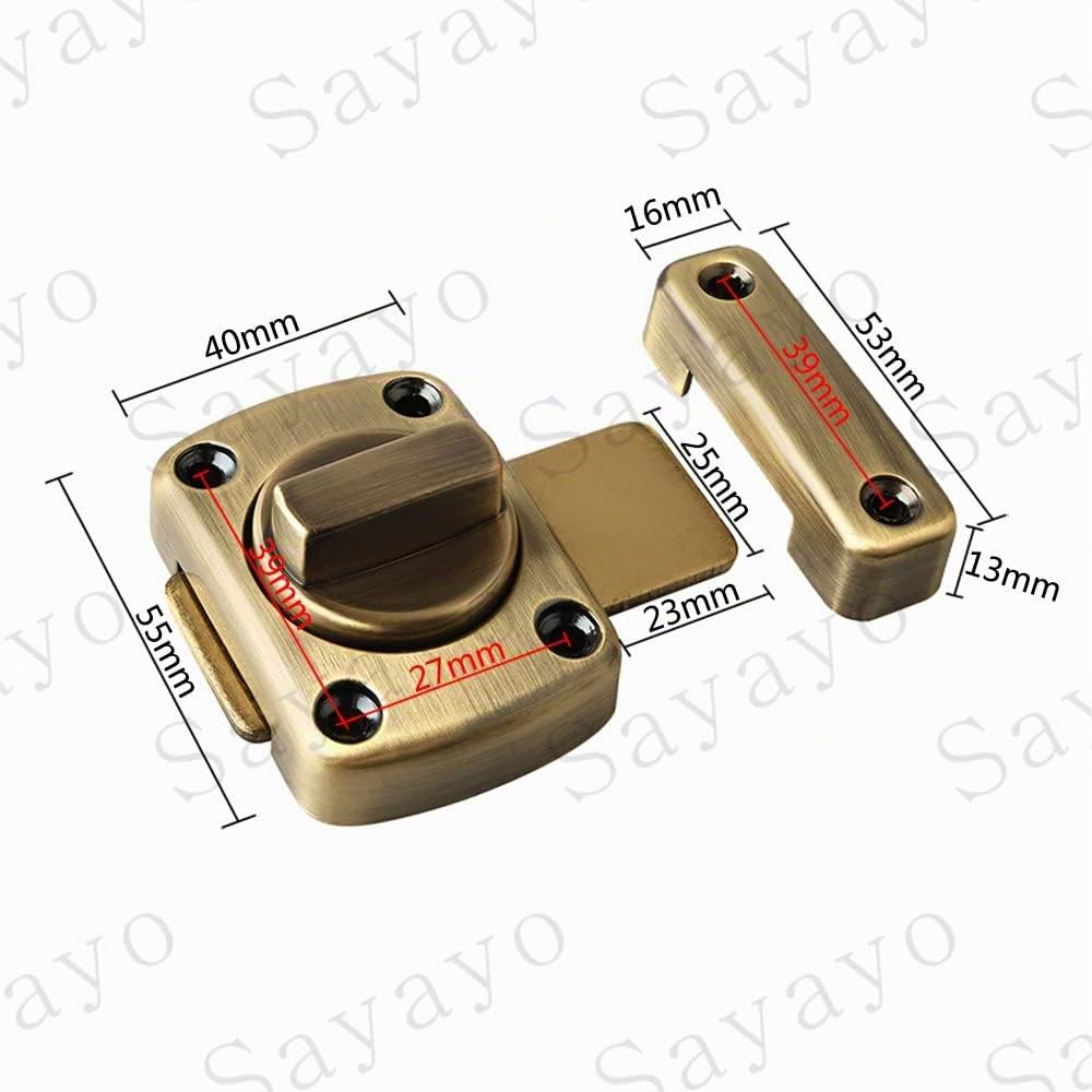 Sayayo Chiavistello per Bagno Ruota Cancello Serratura Porta Catenaccio Porta Chiavistello per Porta in Legno, Bronzo, EMS220U-Q