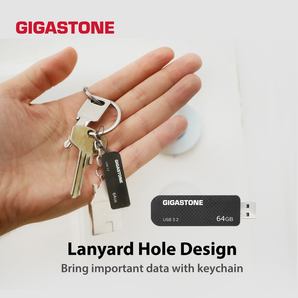 Gigastone Chiavetta USB 64 GB Set da 5, Z30 USB 3.2 Gen 1 Professional Serie, Senza cappuccio con design retrattile, compatibile con interfaccia USB 2.0 / USB 3.0 / USB 3.1