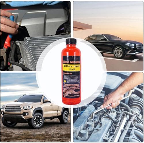 Car Battery Repair Fluid - 500ML Electrolyte Solution Deionized, Distilled Water Maintenance Refill | Long-Lasting Charging Performance Support For Vehicle Motorcycle Truck Garage, Lead Acid - 4
