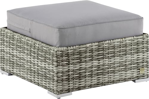 Elle Decor Vallauris Patio Outdoor Furniture Collection, Premium All Weather Wicker, Ottoman, Gray by Elle Decor - Image 6