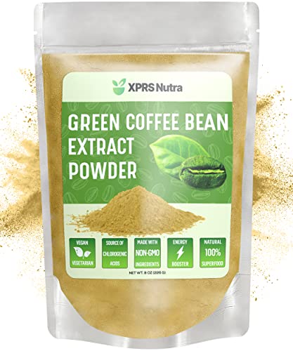 XPRS Nutra Green Coffee Bean Extract Powder - Chlorogenic Acid Containing Green Coffee Beans for Weight Management and Energy Boosting Support - Vegan Friendly Green Coffee Bean Powder (8 oz)