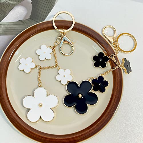 Gxoipns Cute Flower Keychains Black Glitter Key Chain, Charms Pretty Key Chains Keychain Accessories For Women Purse Handbags #TOP4