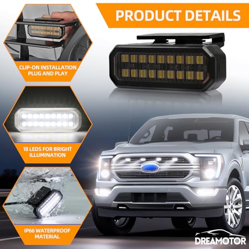 DREAMOTOR 4PCS luces LED para parrilla de auto universal miniatura 2