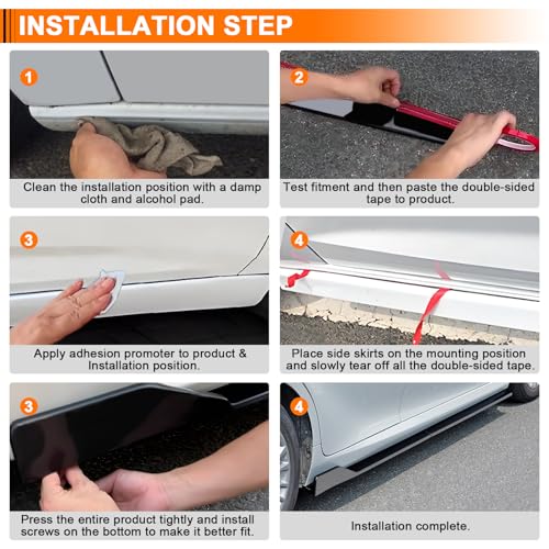 Side Skirts Extensions Compatible with Toyota Camry SE XSE LE XLE TRD 4 Door Sedan 2018-2025,8th 9th Gen Camry Rocker Panel Lip Splitter,Glossy Black by JOYOTO - Image 8