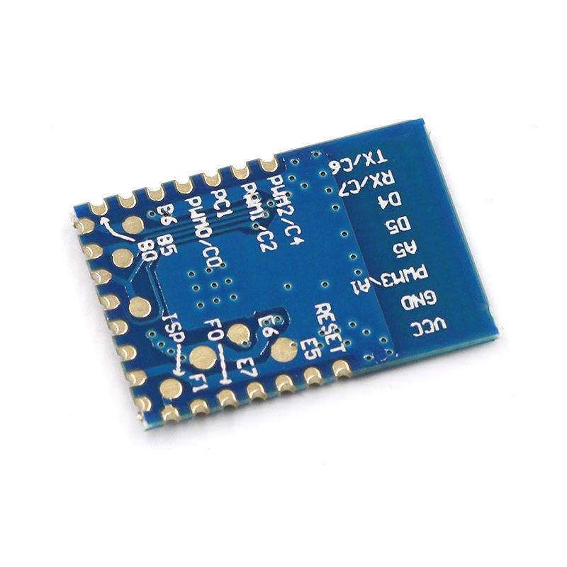 Bottom view of the JDY-10 BLE Bluetooth module showing pin labels