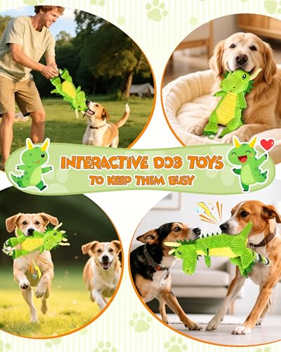 Image of Jeefome Interactive Squeaky Dog Chew Toy,Plush Dog Rope Toys for Small Medium and Large Dogs,Tug of War Dog Toys to Keep Them Busy,Training Reward Gift,Teeth Cleanin