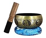 Diseño antiguo del Cuenco Tibetano SET: Este conjunto artesanal cuenco de la meditación de alta calidad incluye un delantero de madera. Creado a mano por artesanos de Nepal y los profesionales dedicados.