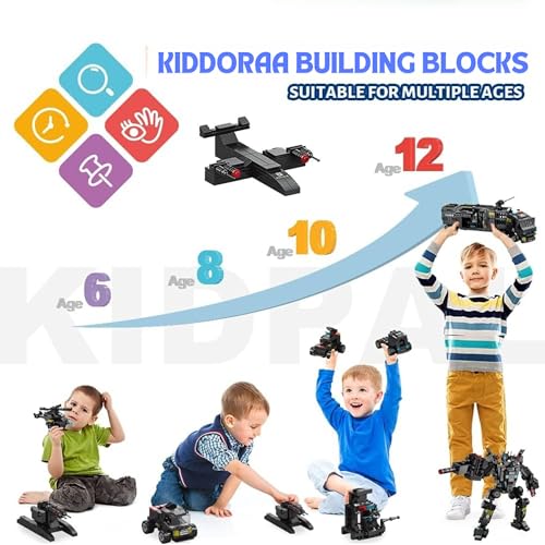Image of 51-in-1 Robot STEM Building Blocks Set - 700+ PCS Engineering Construction Kit | Build 51 Models Including Helicopters, SWAT, Command Center | Comes in Box | 12 Months Warranty