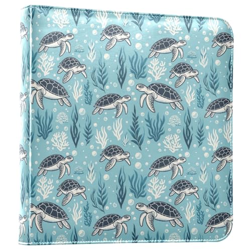 JIPONI Turtles in The Sea Large Photo Album, DIY Leather Cover Scrapbook Albums for 4x6 5x7 6x8 Pictures, Self Adhesive Memory Book for Wedding, Baby, Family