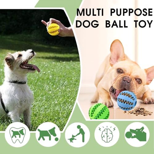 VMINOG 3 Stück Hundeball mit Zahnpflege, Snackball Futterball Ø 6cm, Wurfball Futterball Futterspielzeug Hund,Lernspielzeug für Große&Kleine,Kauspielzeug aus Naturgummi