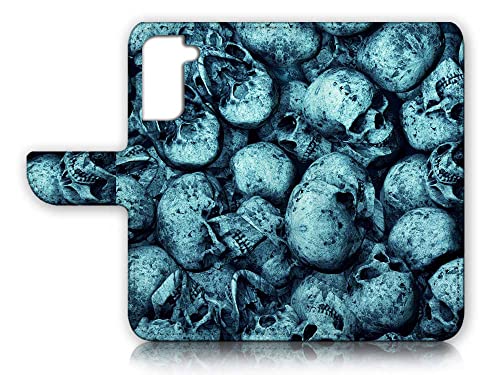 For Samsung S22+, For Samsung Galaxy S22 Plus, Designed Flip Wallet Phone Case Cover, A24818 Halloween Horror Skull 24818 #TOP4
