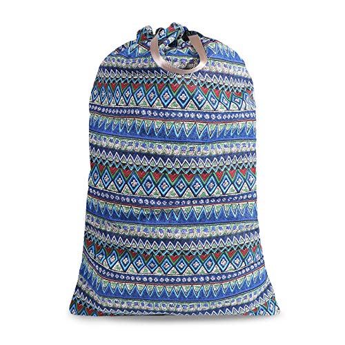 SANFERGE Sac à linge extra large avec cordon de serrage et poignée, sac de voyage robuste pour linge sale et linge domestique, doublure durable indéchirable, 22 motifs (71,1 x 101,6 cm)