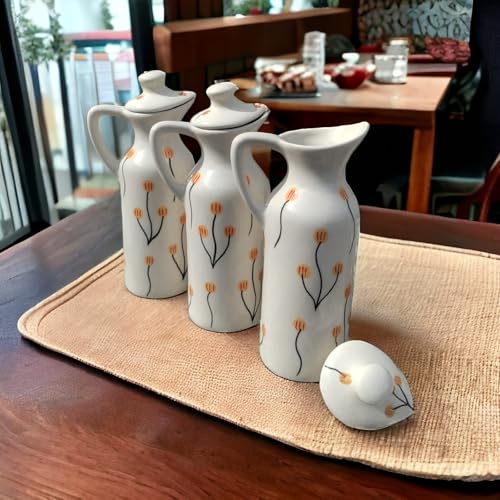Image of MALAIKAH Ceramic Oil Dispenser, Balloon Print Pack of 3 for Kitchen, Dining, Gifting, Home & Kitchen Decor