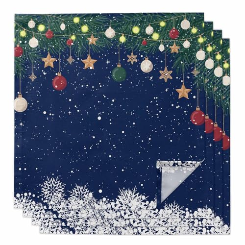 Servilletas de Tela Azules Navideñas Set x4 20x20 pulg miniatura 1