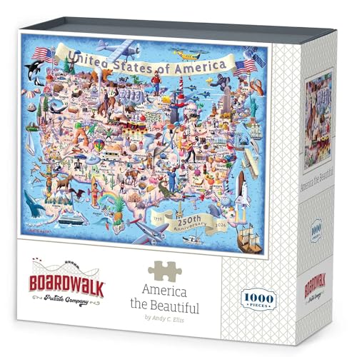 Rompecabezas Boardwalk Puzzle Company America the Beautiful – 250th Anniversary, 1000 piezas, arte exclusivo de Andy C. Ellis, piezas encajables de precisión, para adultos miniatura 1
