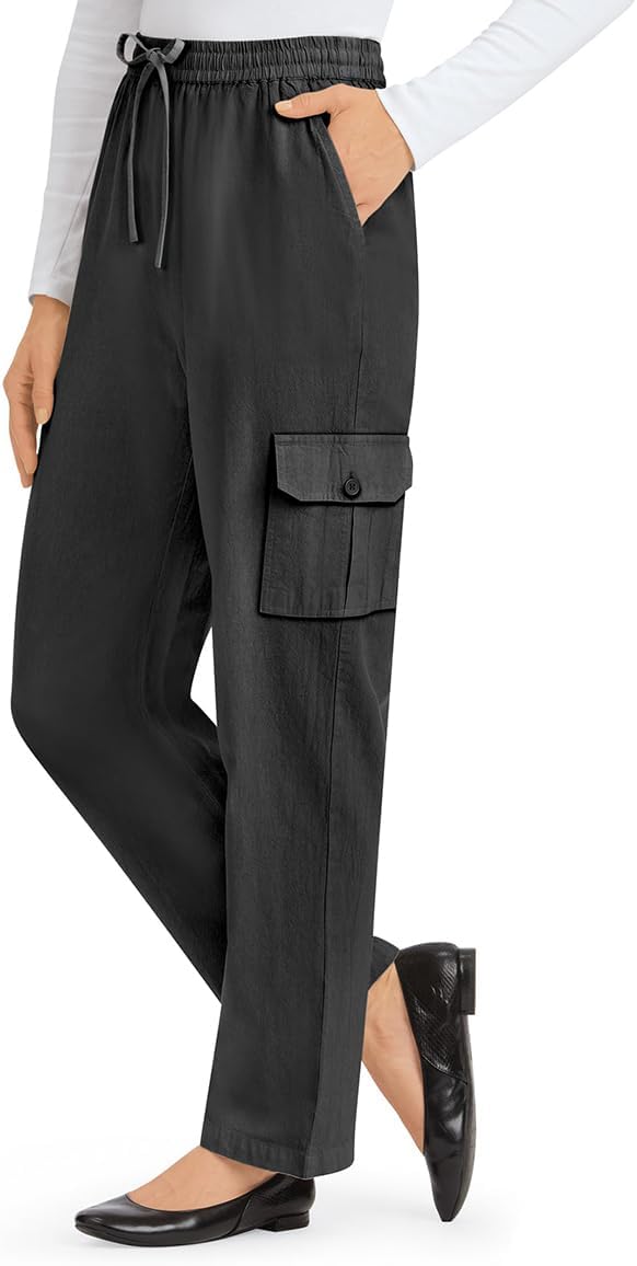 Collections Etc Comfortable Double Cargo Pocket Elasticized Drawstring Pants