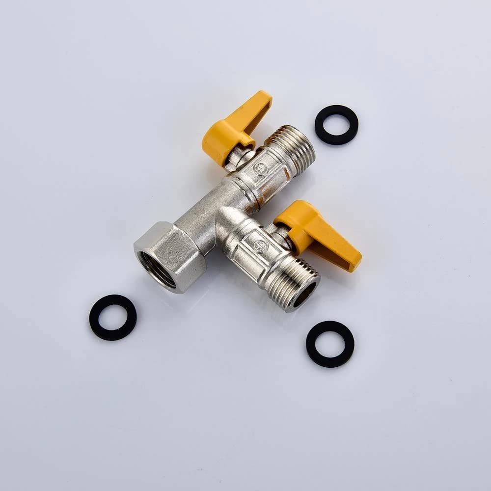 2x T-Stück 1/2 Zoll Messing - 3-Wege Wasser Verteiler Mit Dichtungen