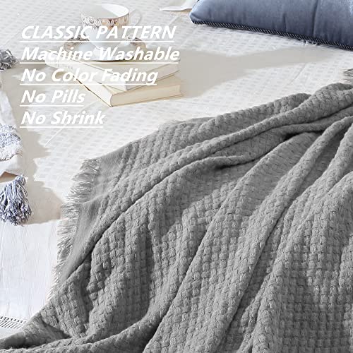 Crevent Farmhouse Waffle Knit Throw Blanket For Couch Sofa Chair Bed Home Decoration, Soft Warm Cozy Light Weight For Spring Summer Fall (50''X60'' Light Grey) #TOP3