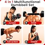 Adjustable Dumbbell Set, 33lbs Free Weight Set with Upgraded Nut,4 in1 Dumbbells Set Used as Barbell, Kettlebells,Push up Stand, Weight Set For Home Gym Suitable Men/Women