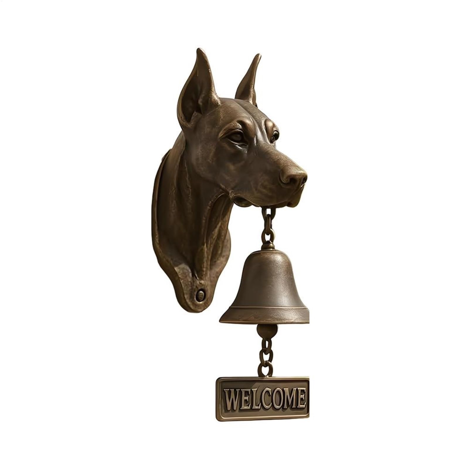 Cast Iron Bell Vintage Dog Head Doorbell Decorative Metal Shopkeeper Bell Wall Mounted Welcome Chime for Home Garden Cottage Entryway Decor(Style 03)