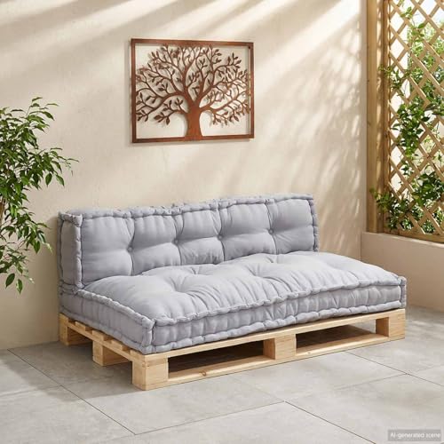 Cojines para sofá de palés grises de tela en pack de 2 piezas y medida 120x80 cm 3