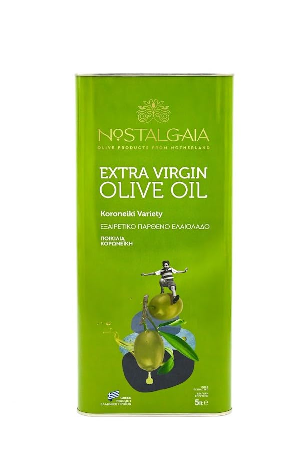 NOSTALGAIA 5 Liter Extra Virgin Olive Oil Fresh Harvest 2025/26 100% Greek Koroneiki Variety Cold-Pressed Ultra Low Acidity 5L Tin