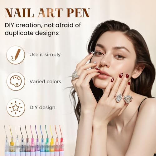 12 Colors Nail Art Pens Set, 2026 New Nail Art Markers