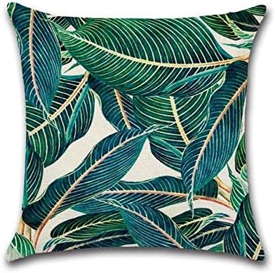 LY - Fundas de almohada decorativas con diseño de plantas tropicales, pájaros tropicales, de lino, de algodón, con hojas, funda de almohada