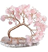 TUMBEELLUWA Reiki Crystal Money Tree with Agate Slice Base Feng Shui Stone Bonsai Tree Figure Dec...